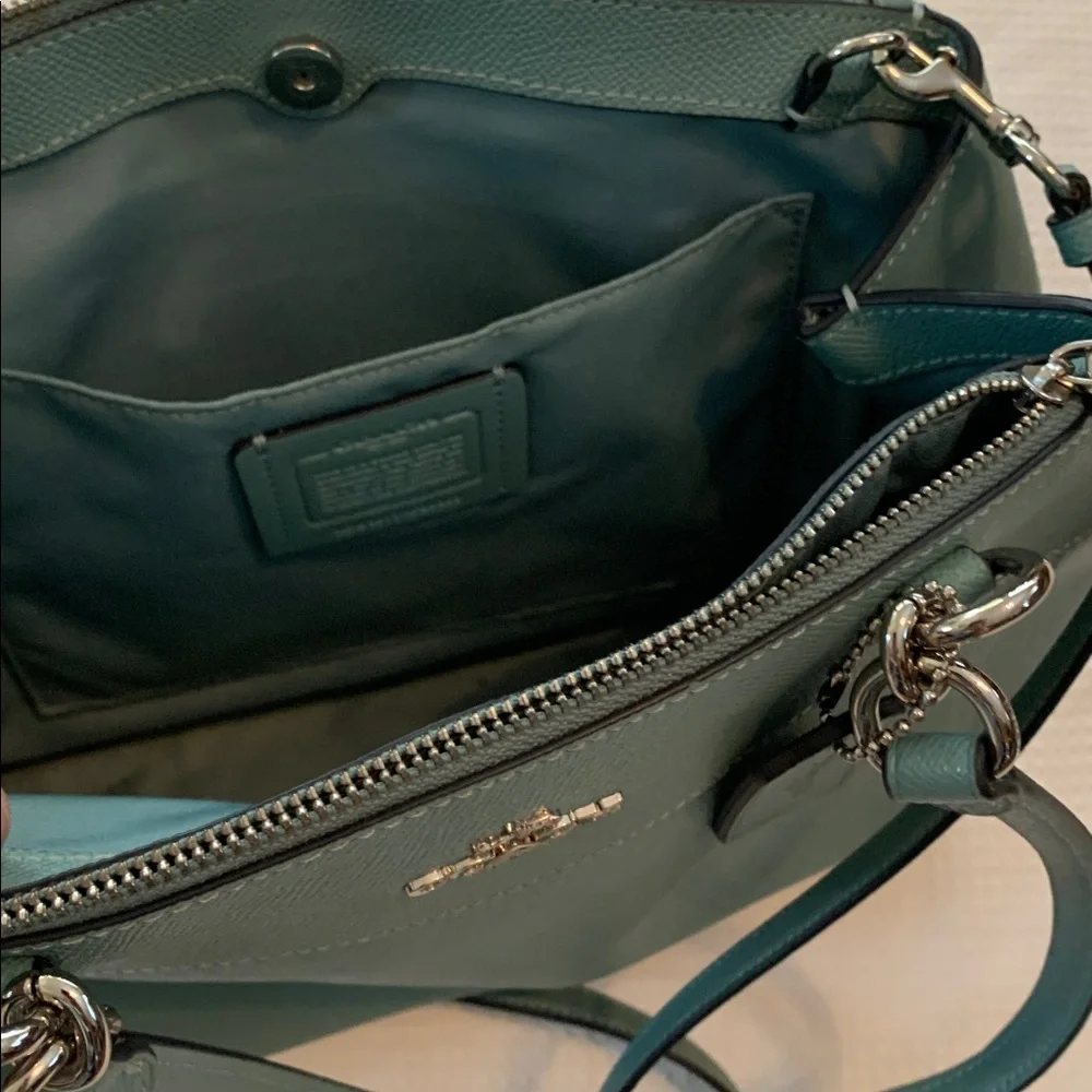 Coach Aqua Leather Shoulder Bag with long crossbody strap